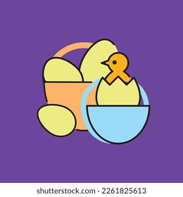 "Don't put all your eggs in one basket" minimalistic icon 