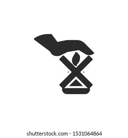 Don't put out candle filled icon. Labeled for fire safety. Labeling for wax candles. Sings for desing, for a website, for label printing.