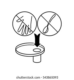 don't put spoon or hand into tray juicer - vector illustration.