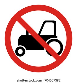 Don't ride tractor sign. Vector illustration.