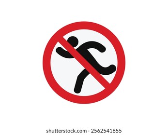 don't run a round icon symbol sign vector. Don’t Run Around Icon, Prohibition Symbol Vector Sign Design