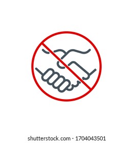 no agite las manos un icono de línea aislado en blanco. Símbolo de esquema perfecto Prevención contacto directo con la infección Coronavirus Covid 19 banner. elemento de advertencia evite el apretón de manos con el paso editable