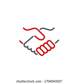 Don't Shake Hands Single Line Icon Isolated On White. Perfect Outline Symbol Prevention Direct Contact With Infection Coronavirus Covid 19 Banner. Warning Element Avoid Handshake With Editable Stroke