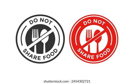 Don't share food preventive badge logo. Suitable for information sign