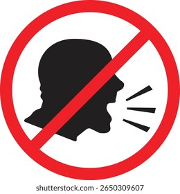 Don't Shout sign. Keep Quiet and Shouting Is Not Allowed Sign. no talking sign with a man's head, Vector illustration