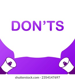 Don't sign. Flat, purple, megaphone icons, don'ts plate. Vector icon
