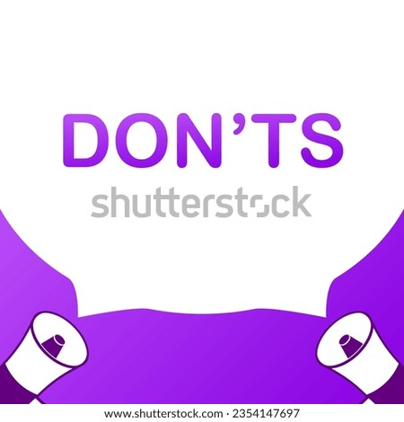 Don't sign. Flat, purple, megaphone icons, don'ts plate. Vector icon