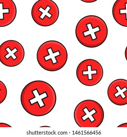 Don't sign icon seamless pattern background. Unlike vector illustration on black round background with long shadow. No business concept.