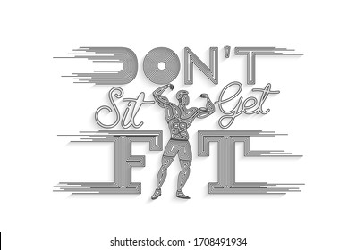 Setzen Sie sich nicht setzen Fit Calligrafische 3D-Stil Text Vektorillustration Illustration Design.