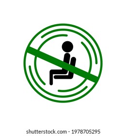 Dont sit here social distence covid-19 corona virus  danger protection logo and symbols.