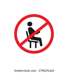 Don't sit,do not sit icon sign caution logo design vector template