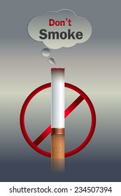 Don't Smoke- no smoking sign printable vector stickers.Cigar and smoke .vector background.concept comercial style ciggarette burned and white smoke