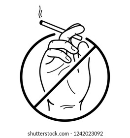 Don't smoke prohibition sign. Vector flat outline icon illustration isolated on white background.