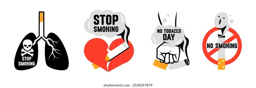 Don't smoke. Silhouette logo set. No smoke