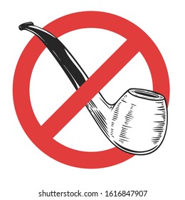 Dont smoke. Stop sign with smoking pipe. Design element for poster, card, banner, sign. Vector illustration