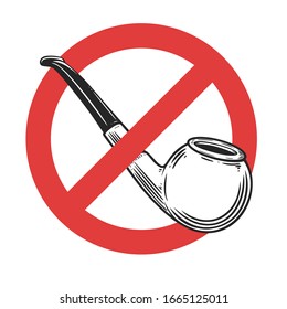 Dont smoke. Stop sign with smoking pipe. Design element for poster, card, banner, sign. Vector illustration