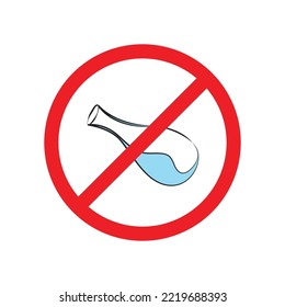 Don't spill chemicals and liquids, safety laboratory sign, stop doing, avoid harm