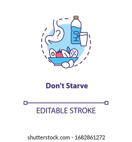 Dont starve concept icon. Wine tasting advice idea thin line illustration. Avoiding getting drunk, drinking water between degustations. Vector isolated outline RGB color drawing. Editable stroke