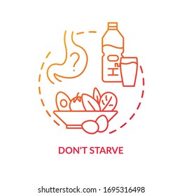 Dont starve concept icon. Wine tasting advice idea thin line illustration. Avoiding getting drunk, drinking water between degustations. Vector isolated outline RGB color drawing