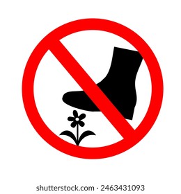 don't step on plant or don't step on flower sign simple editable an printable to stickers or allumunium plat