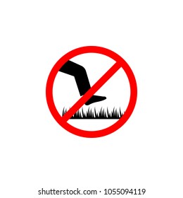 Don't step sign. Don't step on grass icon. Vector illustration Don't walk on grass.