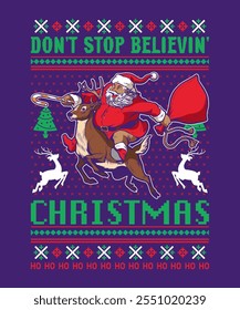 Dont Stop Believin Navidades feo diseño de suéter