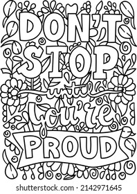 Dont Stop Motivational Quote Coloring Page 