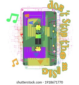 Don't stop the music cassette tape on a white scene musical wallpaper backgrounds