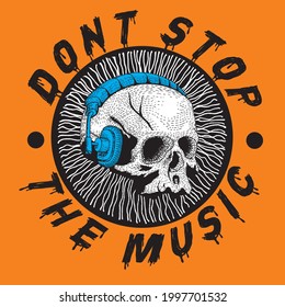 Don't stop the music slogan t shirt design
