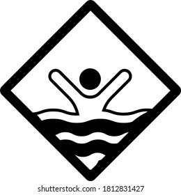 Don't Swim Alone Symbol, Swimmer drowning concept vector icon design, Pool and beach safety rules on white background, SOS Sign