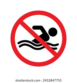 Don't swim sign, Forbidden swimming icon, Vector illustration