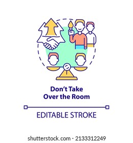 Dont Take Over Room Concept Icon. Escape Room Approach Abstract Idea Thin Line Illustration. Encourage Participation. Isolated Outline Drawing. Editable Stroke. Arial, Myriad Pro-Bold Fonts Used