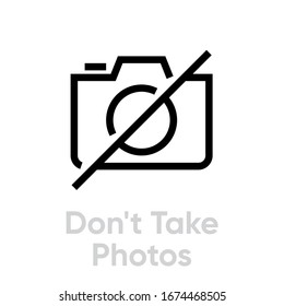 Don't Take Photos icon. Editable Vector Outline. Black outline Single Pictogram for website design, mobile apps and printing products.