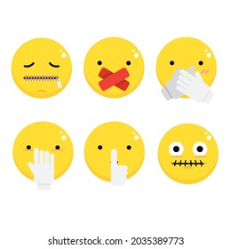 Don't talk or shut up human face icon or emoji collection.