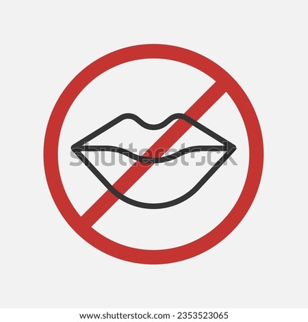Don`t talk sign. Stop speaking icon. Limit organ sense sign. Icon in red prohibition circle. Vector illustration