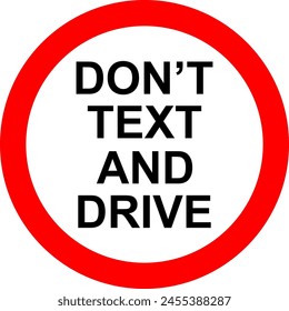 Don't Text and drive, sign vector