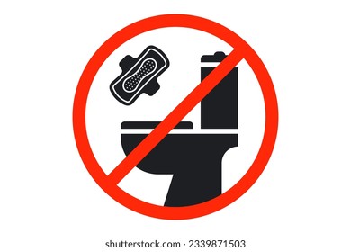 Don't throw feminine pads down the toilet. flat vector illustration.