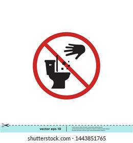 
Don't Throw Trash In The Toilet Sign Icon Symbol Logo Design Element