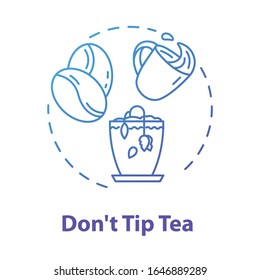 Dont tip tea concept icon. Herbs cultivation. Indoor gardening. Dont overturn coffee to pot idea thin line illustration. Vector isolated outline RGB color drawing