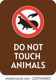 No toques animales con tus manos, rojos que prohíben el signo, ilustración vectorial. No toque la señal de advertencia de animales