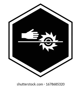 Dont Touch Circular Saw Disc While Runing Vector glyph Icon design, Always Use Safety with Saw Blade Concept,