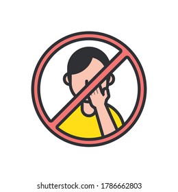 dont touch face line and fill style icon vector illustration design