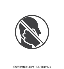 Don't Touch Face Vector Icon. Filled Flat Sign For Mobile Concept And Web Design. Coronavirus Prohibition Sign Glyph Icon. Symbol, Logo Illustration. Vector Graphics