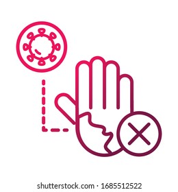 Dont Touch Hand Infected Prevent Spread Of Covid19 Vector Illustration Gradient Icon