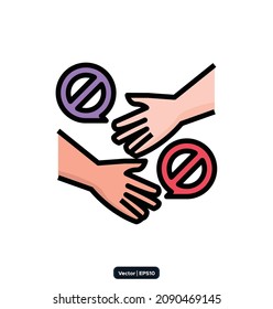 dont touch Icon. Coronavirus Protection Related Vector Icons. Contains such Icons as Protective Measures, Coronavirus Symptoms, Incubation Period, and more. EPS10