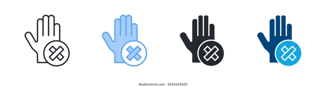 Dont Touch Icon Set Multiple Style. Design In Outline, Blue, Glyph, Dual Tone