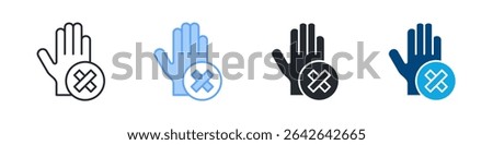 Dont Touch Icon Set Multiple Style. Design In Outline, Blue, Glyph, Dual Tone