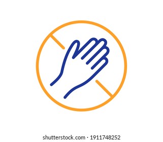 Dont touch line icon. Hand warning sign. Hygiene notification symbol. Quality design element. Line style dont touch icon. Editable stroke. Vector