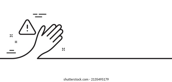 Dont touch line icon. Hand warning sign. Hygiene notification symbol. Minimal line illustration background. Dont touch line icon pattern banner. White web template concept. Vector