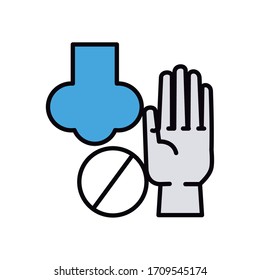 dont touch nose line and fill style icon vector illustration design